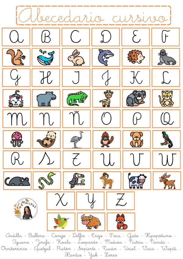 ABC DE ANIMALES - Imprenta y cursiva