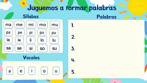Formamos palabras (vocales, m, p, l, s)