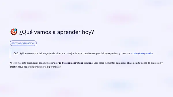 El Mundo del Color: Tono y Matiz (Clase de Artes Visuales – 4° Básico)