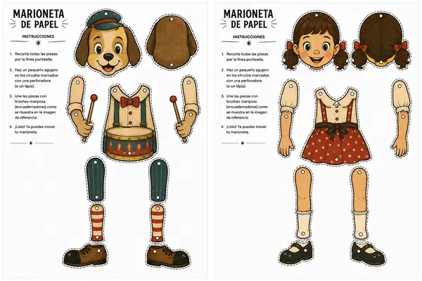 Marionetas de cartón articuladas 2