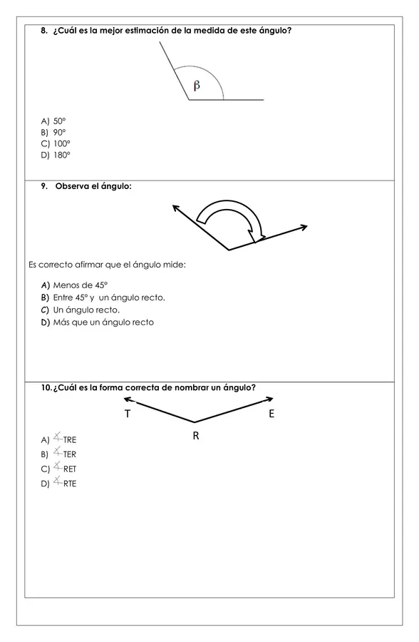 Prueba Matemática - Ángulos, simetría e isometría 