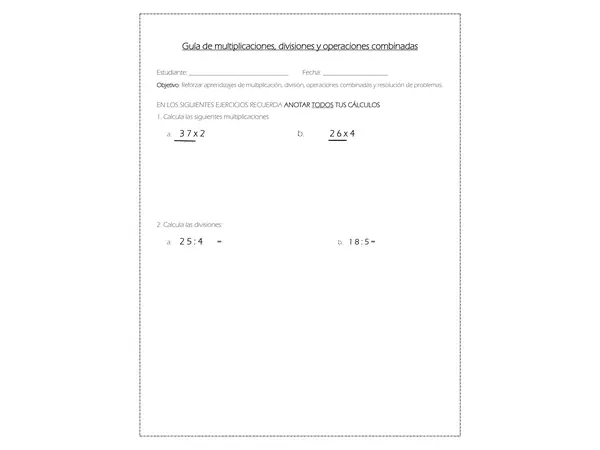 Guía multiplicación y división