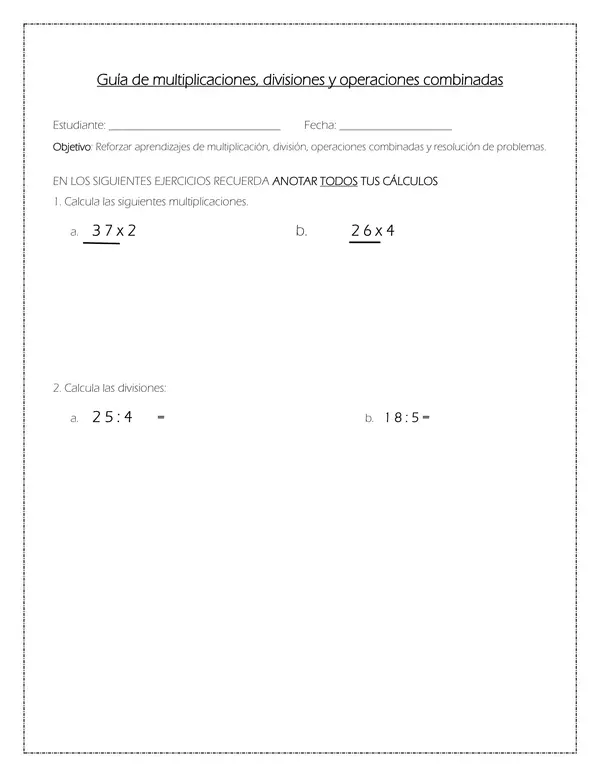 Guía multiplicación y división