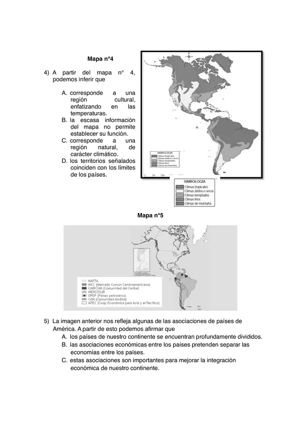 PRUEBA :  “Características geográficas y culturales de Chile y América”. OCTAVO BASICO