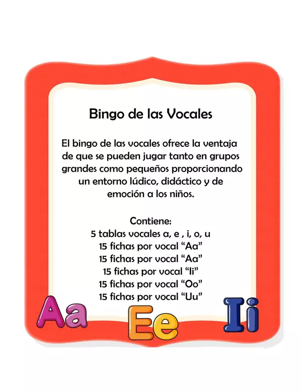 Bingo de las Vocales: Aprende las vocales
