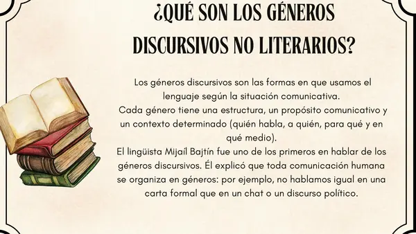 géneros discursivos ideal para 3° medio.