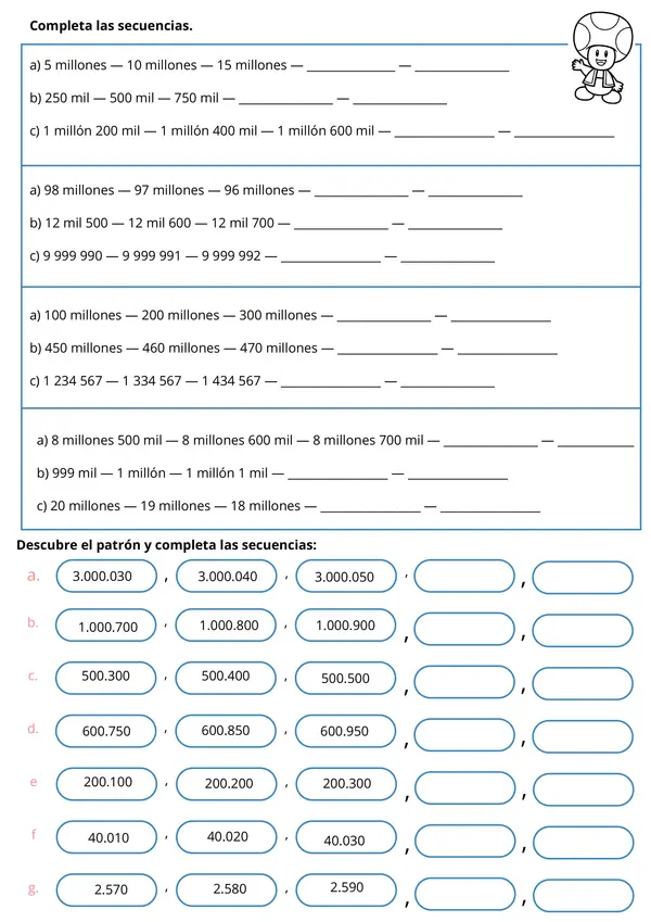 Ordenar y Comparar números Mayores que 100 000