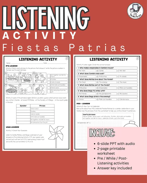 Chilean Fiestas Patrias Listening Activity | Pre, While & Post-Listening | ESL