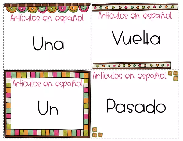 Juego Memoria Artículos Indeterminados en Singular en Español