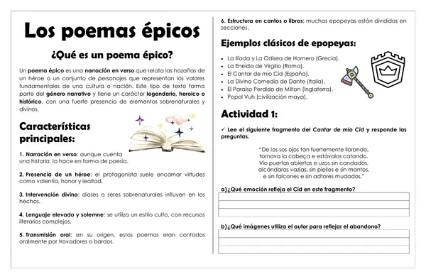 Guía de trabajo - Poemas épicos