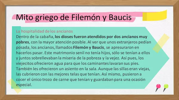 Comprensión lectora 10 "El mito griego de Filemón y Baucis"