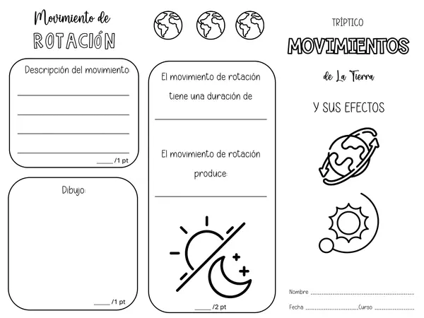 Tríptico movimientos de La Tierra
