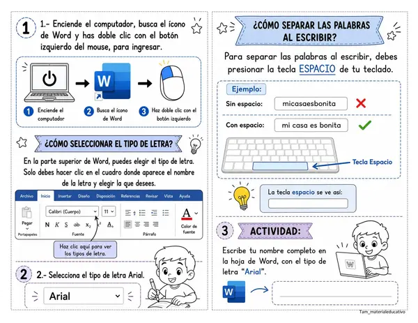 Uso procesador de textos word 2° básico