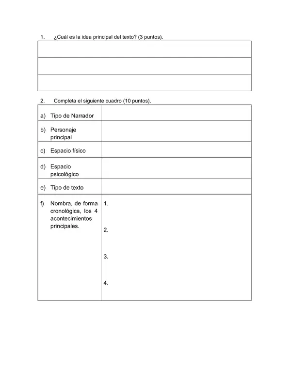 Evaluacion de Lenguaje 6 Basico: comprension de lectura