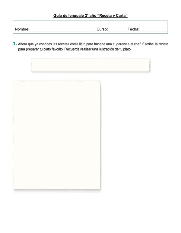 Guía de lenguaje 2° año "Receta y Carta"
