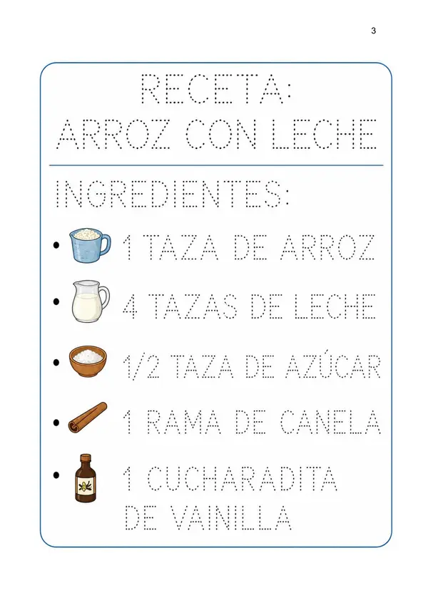 Receta "Arroz con leche" especial para PIE-ESCUELA ESPECIAL-TALLER LABORAL