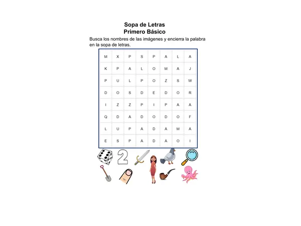 Sopa de Letras Primero Básico