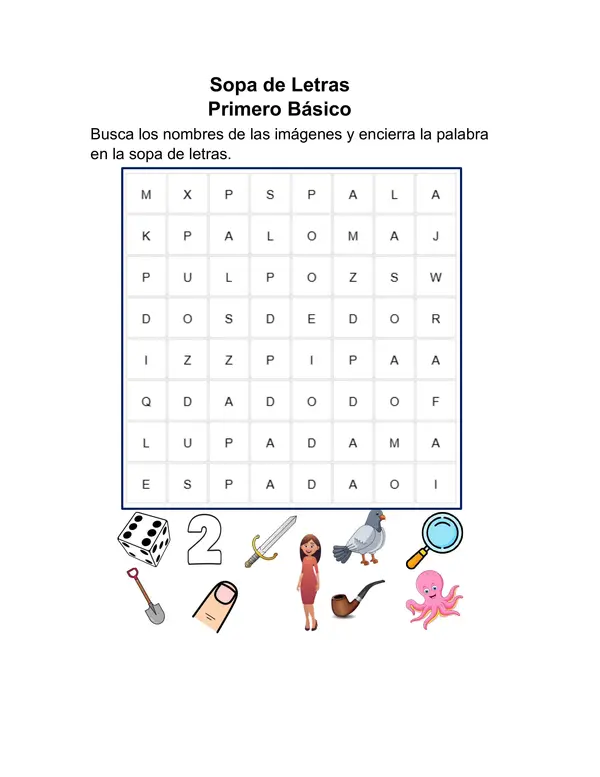 Sopa de Letras Primero Básico