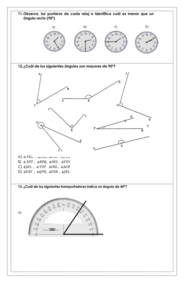 Prueba Matemática - Ángulos, simetría e isometría 