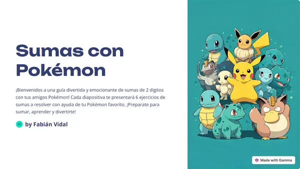 Ejercicios de sumas de 2 dígitos con Pokemon 