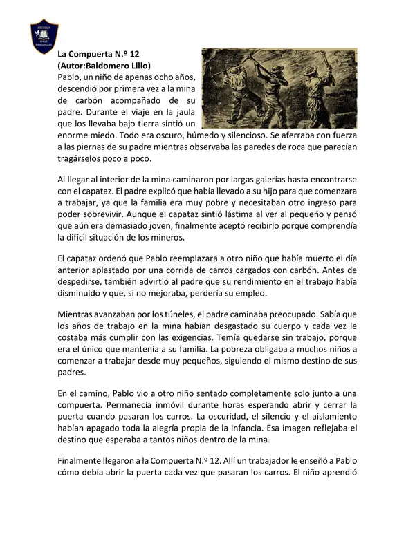 comprensión de lectura: La compuerta número 12 de baldomero lillo 