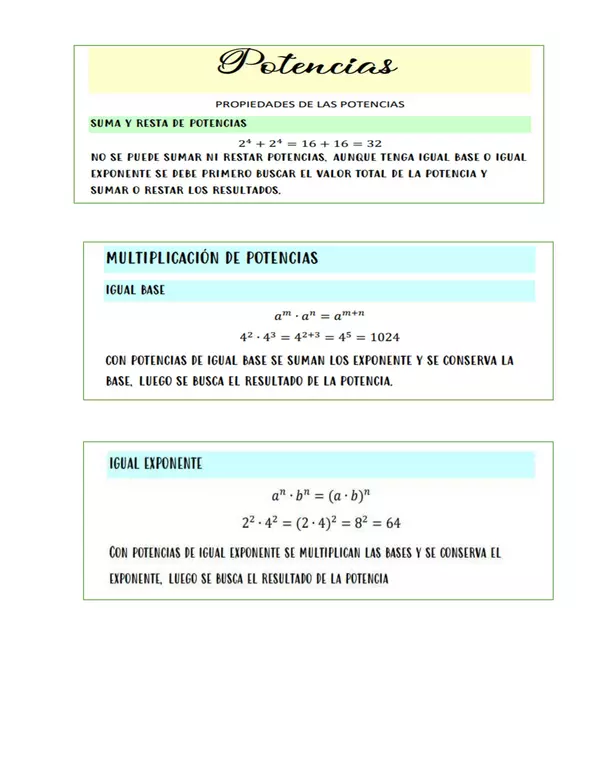 Propiedades de las potencias para recortar.