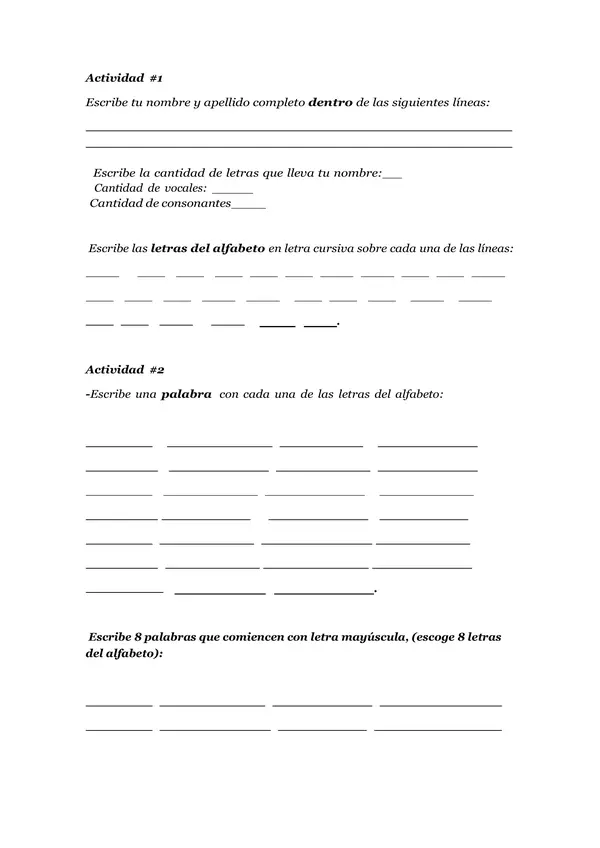Guia de actividades para el regreso a clase 1er grado.