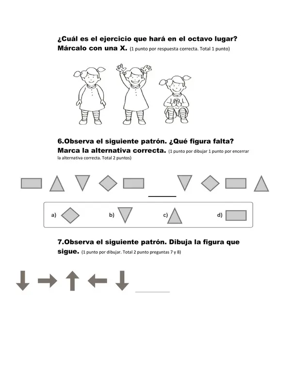 Prueba editable Word Matemática Unidad medida y patrones Primer año básico