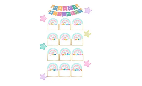 Molde de cumpleaños para sala de clases