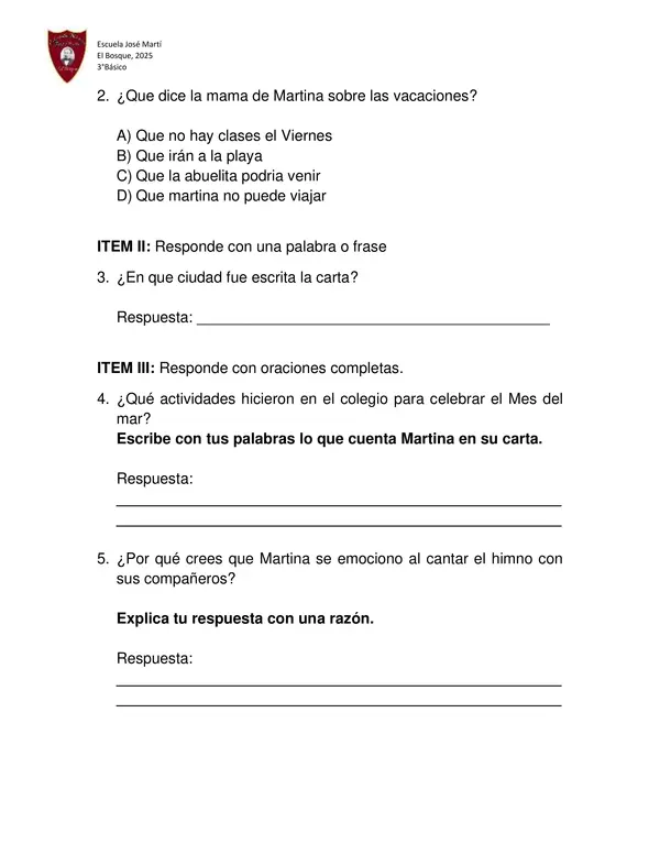  Guía de Lectura: "Una carta muy especial"