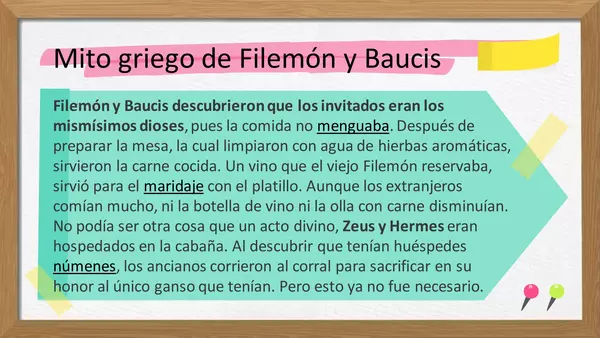 Comprensión lectora 10 "El mito griego de Filemón y Baucis"