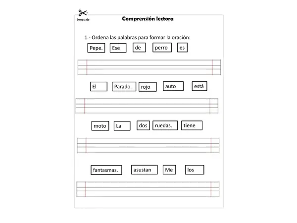 Comprensión lectora ordena oraciones