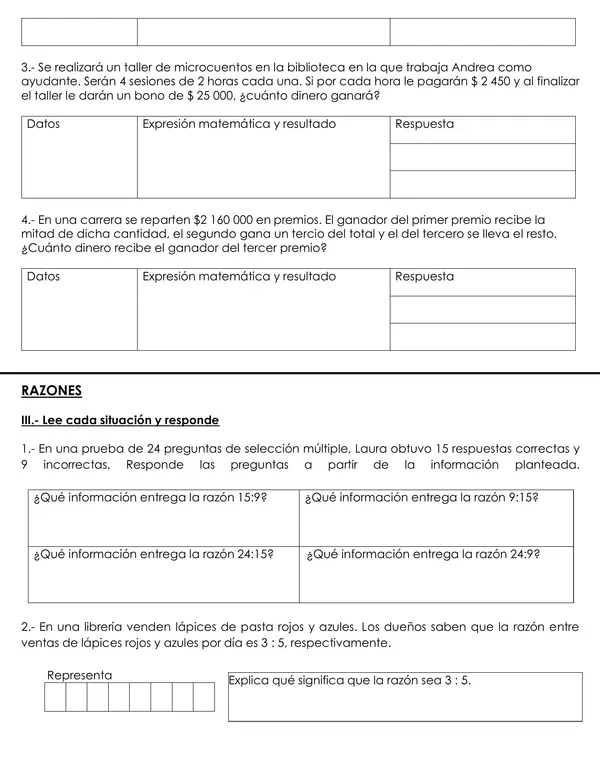 Matemática 6° Básico Operaciones básicas y comprensión de razones (OA 2 y OA 3)
