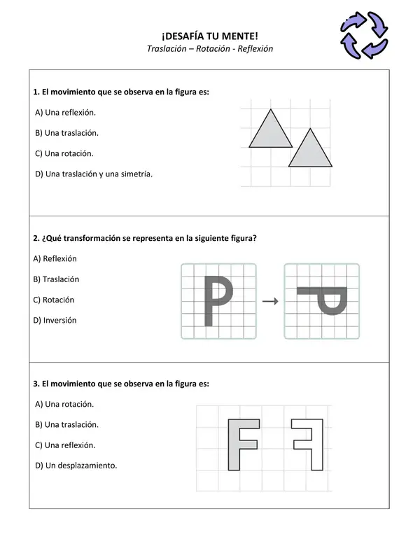 Traslación / Rotación / Reflexión - Guía de ejercicios 