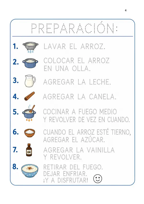Receta "Arroz con leche" especial para PIE-ESCUELA ESPECIAL-TALLER LABORAL