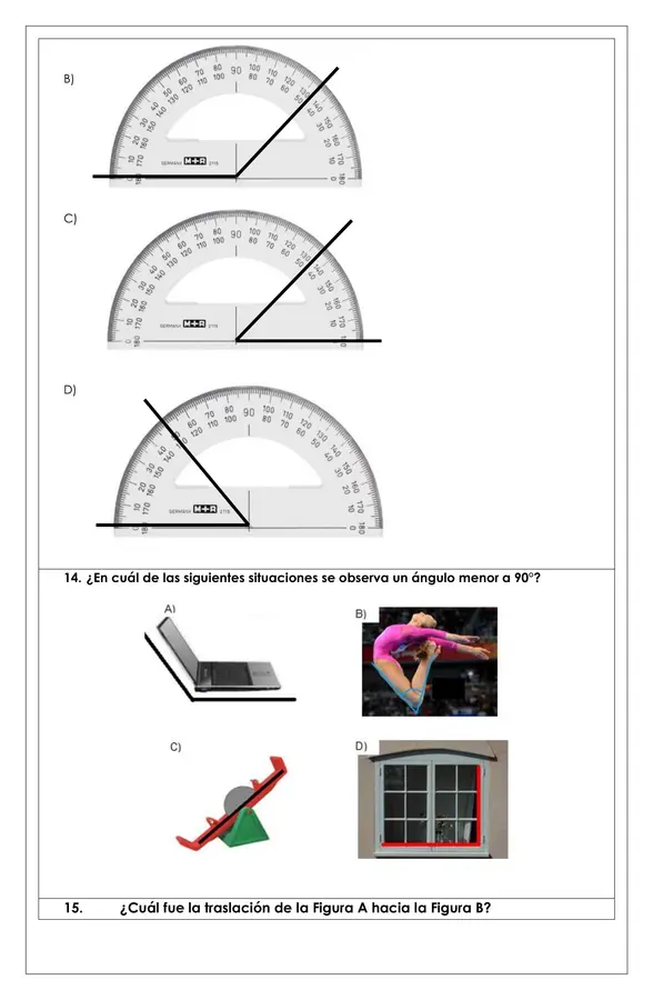 Prueba Matemática - Ángulos, simetría e isometría 