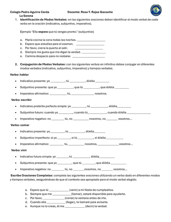 Evaluación de verbos