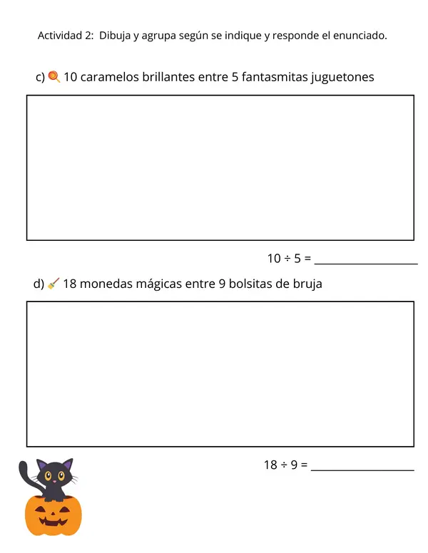 Cuadernillo de ejercicios de divisiones de hallowen