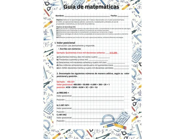guia de repaso contenidos evaluación diagnóstica
