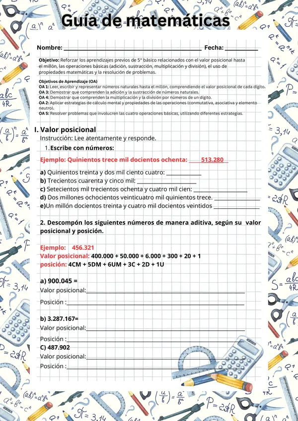 guia de repaso contenidos evaluación diagnóstica