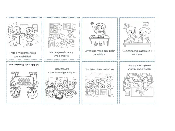 Libro plegable normas de convivencia para colorear