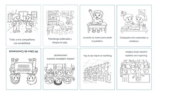 Libro plegable normas de convivencia para colorear