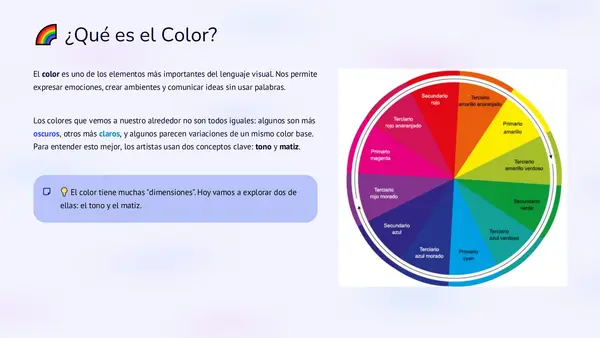 El Mundo del Color: Tono y Matiz (Clase de Artes Visuales – 4° Básico)