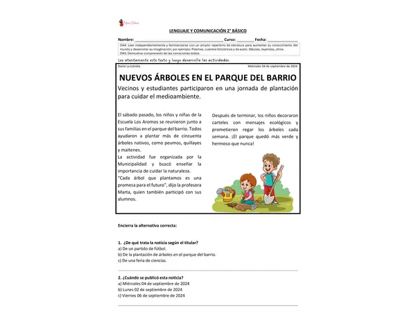 GUÍA LA NOTICIA SEGUNDO BÁSICO