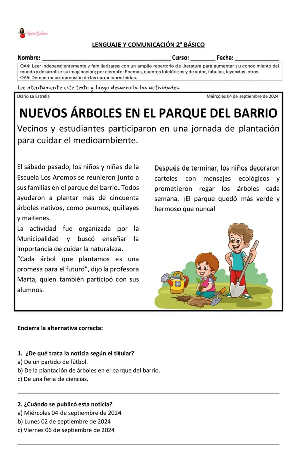 GUÍA LA NOTICIA SEGUNDO BÁSICO