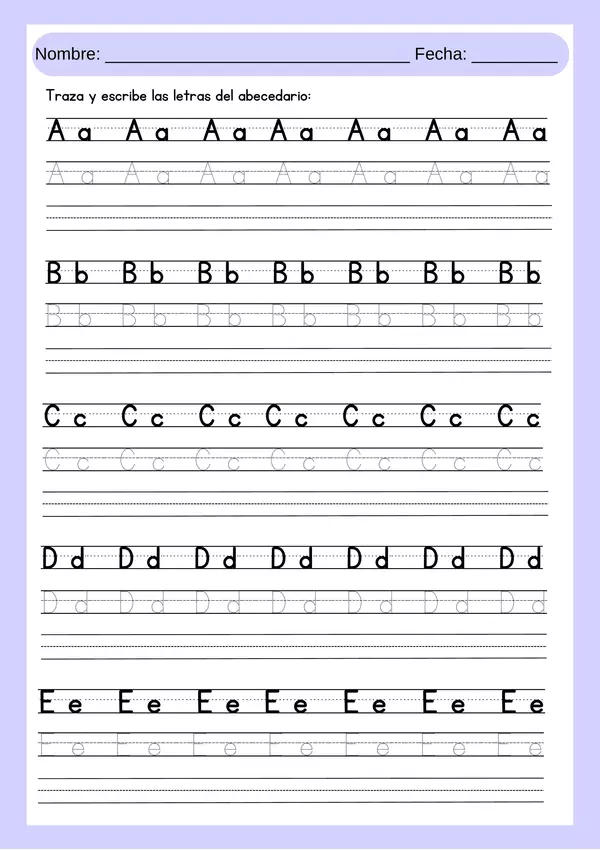 Caligrafía de abecedario (imprenta)