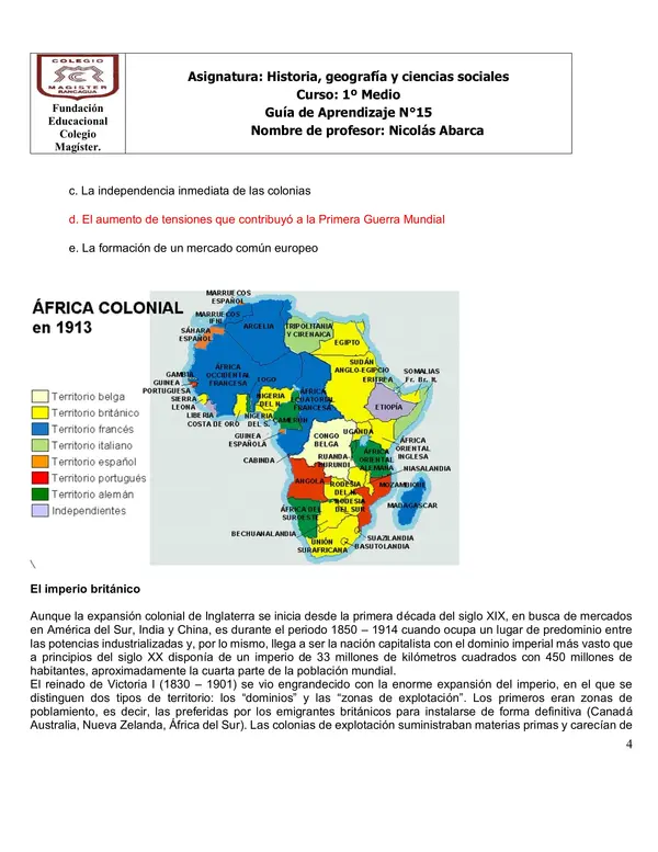 antecedentes 1º guerra Mundial