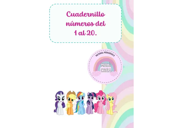 Cuadernillo números del 1 al 20 - my little pony