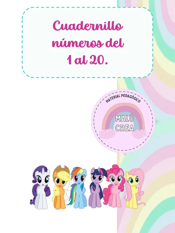 Cuadernillo números del 1 al 20 - my little pony