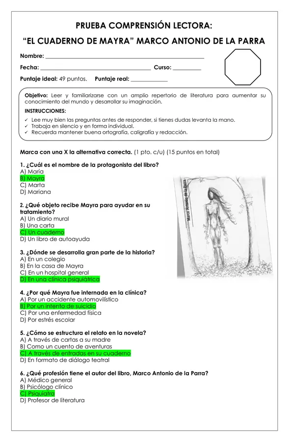 Prueba Lectura - El cuaderno de Mayra